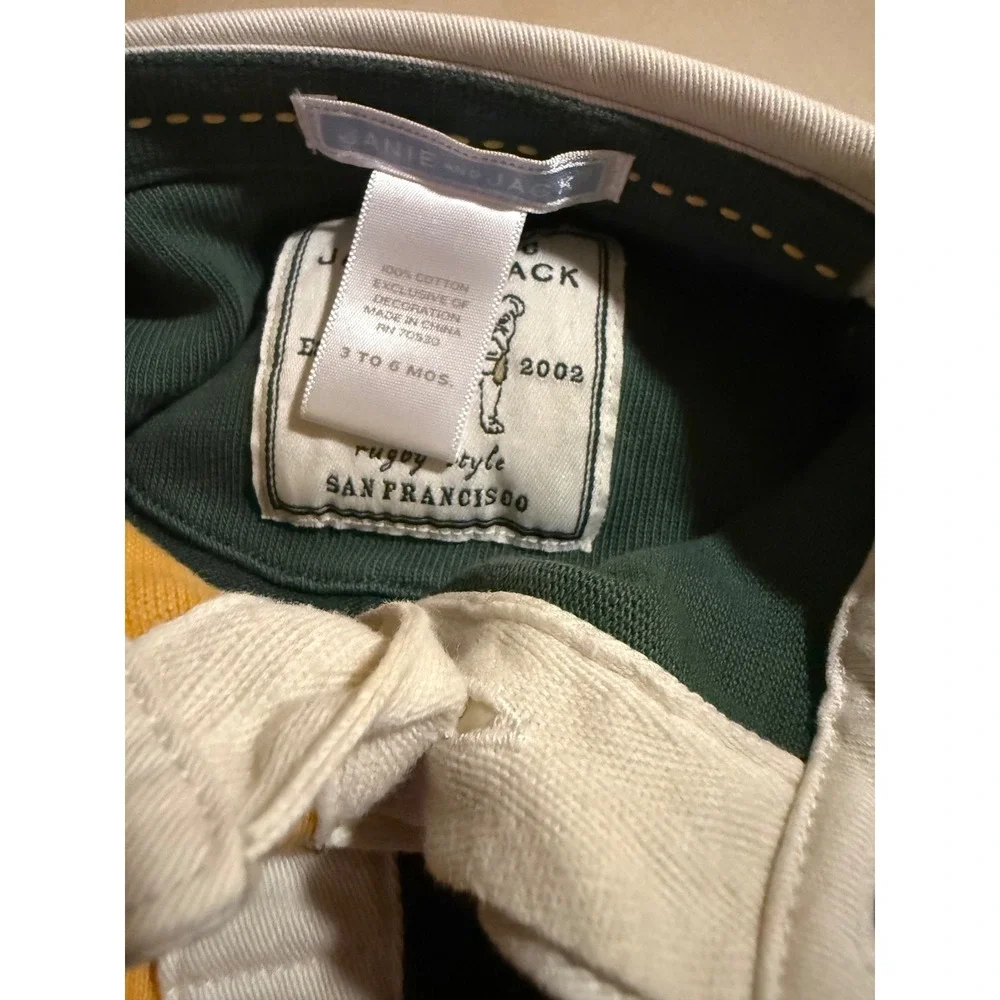 Janie and Jack Baby Boys Green Yellow Rugby Shirt and Khaki Pants Set 3-6 Months